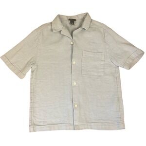 HM Mens Regular Fit Short Sleeve Button Up Shirt Light Blue Textured Small